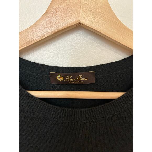 Loro Piana 100% Cashmere Sweater Dress Black classic lambskin belt sz 40 Italy - Picture 6 of 14